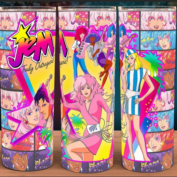 Jem and the Holograms Truly Outrageous Classic Cartoon Tumbler 20oz - Picture 1 of 4